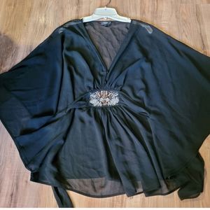 Como Size L Womens Sheer Overlay Top